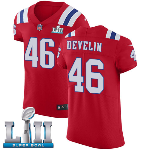 Nike Patriots #46 James Develin Red Alternate Super Bowl LII Men's Stitched NFL Vapor Untouchable Elite Jersey